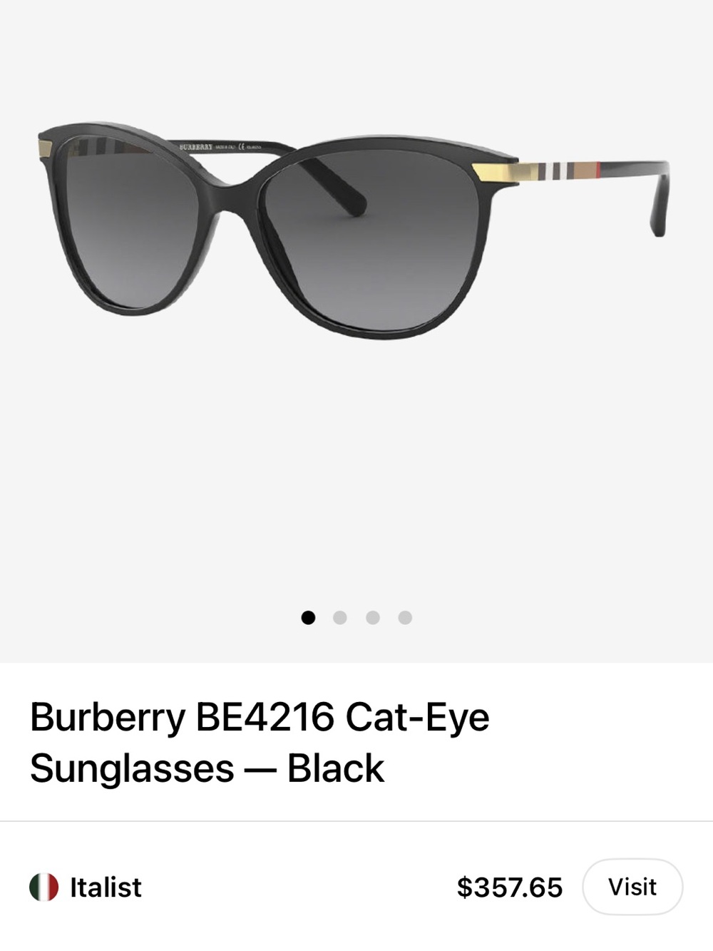 Burberry Black Cat-Eye Sunglasses with Dark Lenses